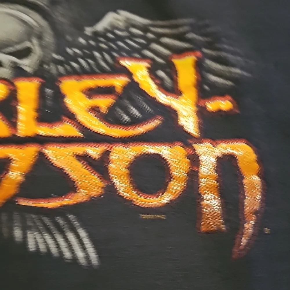 Harley-Davidson Black Orange Tee Shirt Motorcycle Skull 2003 Evil Large Biker - Picture 4 of 7